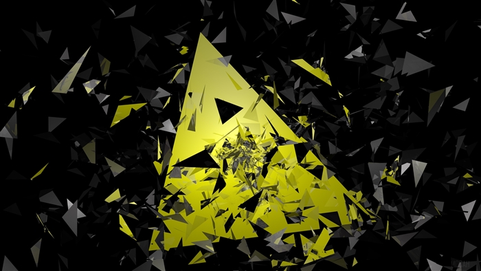 Abstract broken yellow and black triangles 4K