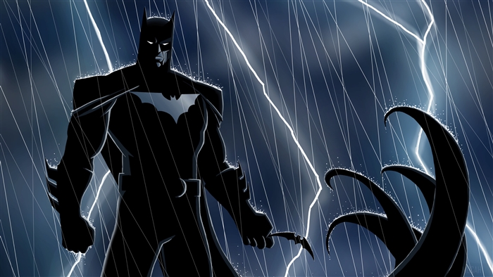 Batman in the Rain with Lightning