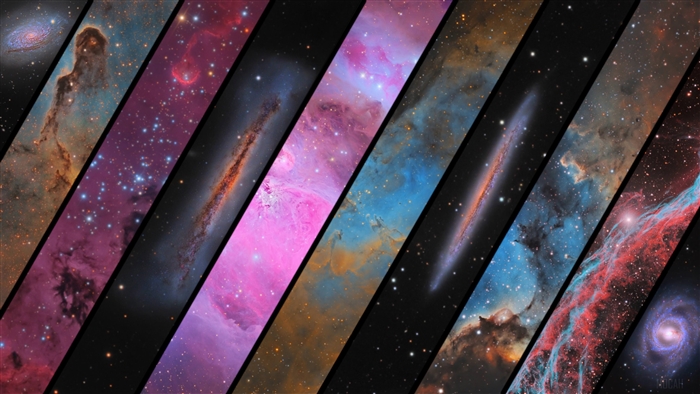 Collage of Astrophotos of Nebulae and Galaxies