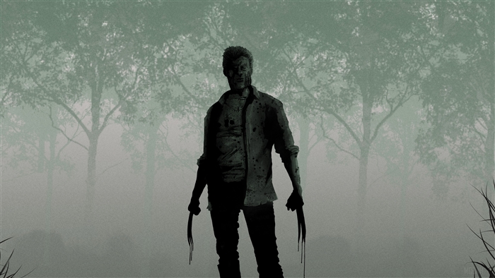 Logan in a foggy forest