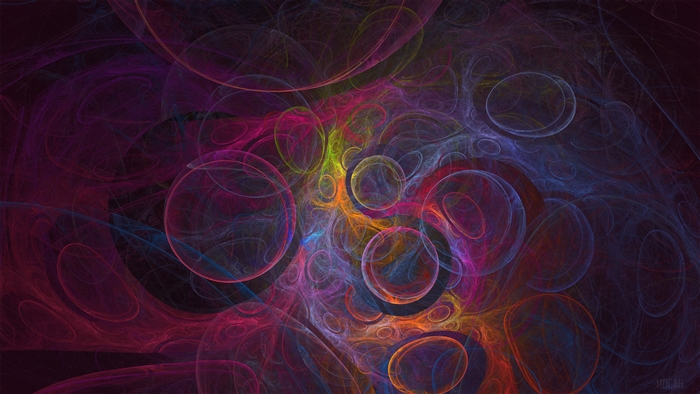 Psychedelic fractal art with colorful bubbles 4K