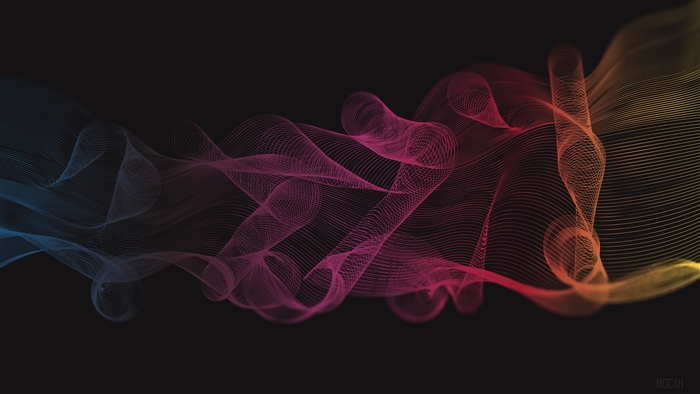 Abstract colorful wavy lines on black background 4K