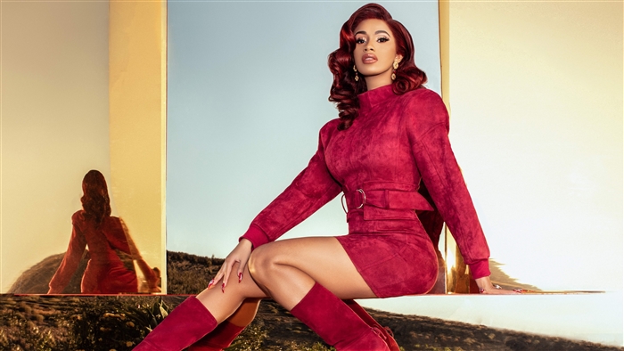 Cardi B in red outfit