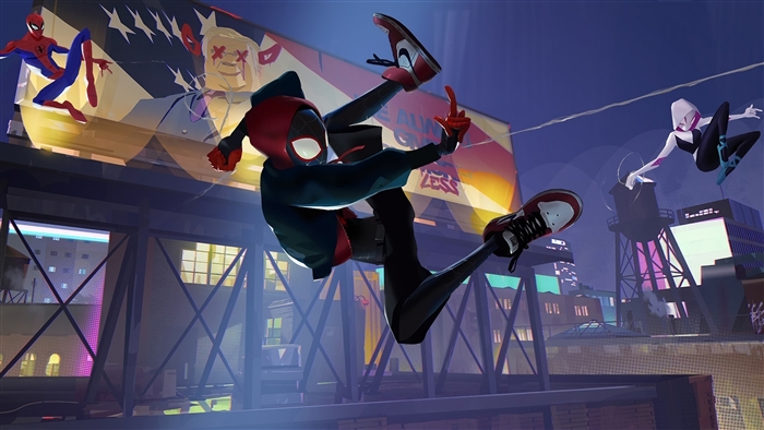 Miles Morales and Gwen Stacy from Spider-Man: Into the Spider-Verse 4K
