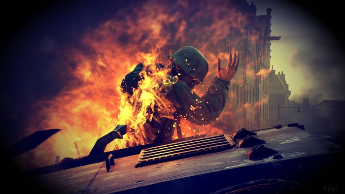Soldier on fire in Battlefield V 4K
