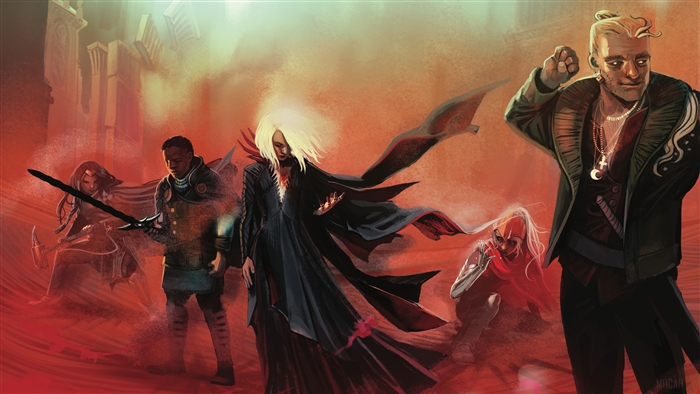Goth characters in a red, dusty environment