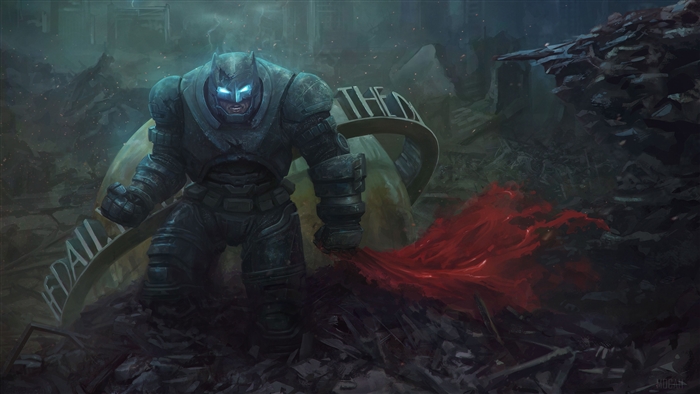 Batman in Mech Suit with Red Cape