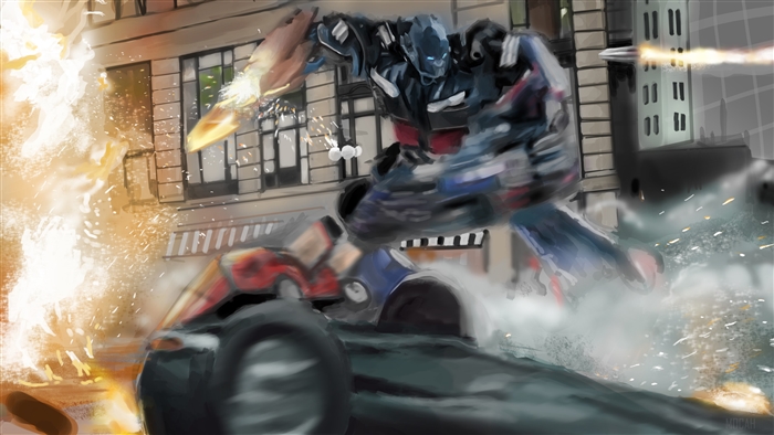 Optimus Prime from Transformers in action
