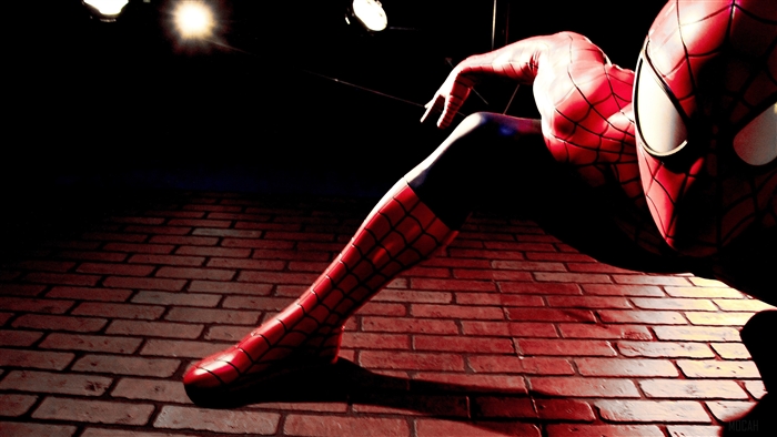 Spider-Man Cosplay on Brick Floor 4K