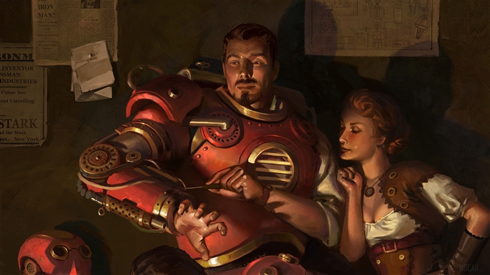 Steampunk Iron Man and woman