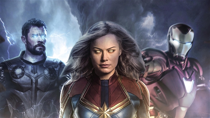 Thor, Captain Marvel, and Iron Man from Avengers 4 Fan Art 4K