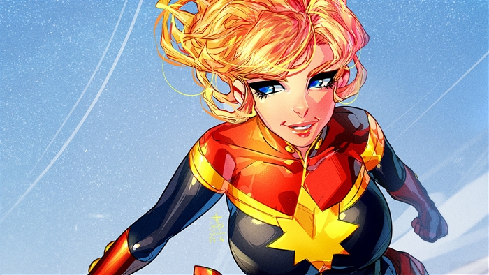 Cute Captain Marvel 4K Art