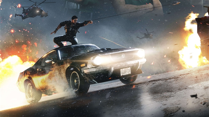 Rico Rodriguez on a car in Just Cause 4 4K