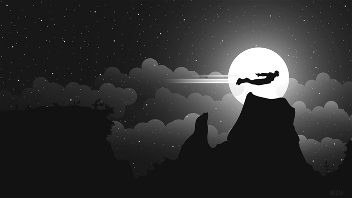 Iron Man flying in front of the moon