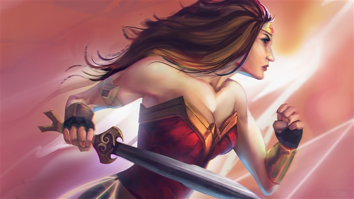 Wonder Woman running with sword 4K