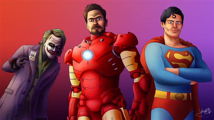 Iron Man, Superman, and Joker 4K