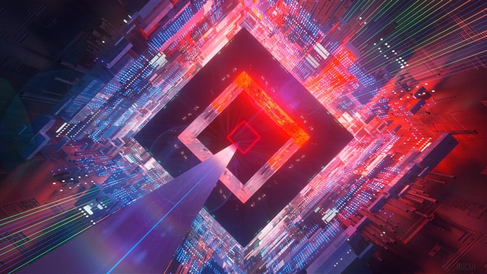 Abstract Digital Art with Red and Blue Lights 4K