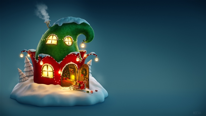 4K Christmas Fairy House with Snow