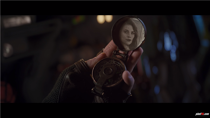 Captain America from Avengers: Endgame holding a compass with Peggy Carter's photo