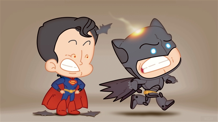 Superman and Batman Chibi 4K