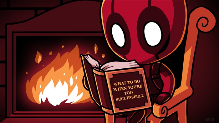 Deadpool reading 'What to do when you're too successfull' 4K