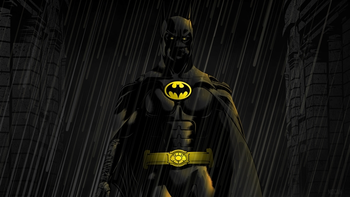 Michael Keaton as Batman in the rain 4K