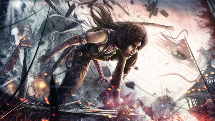 Lara Croft from Tomb Raider in action 4K
