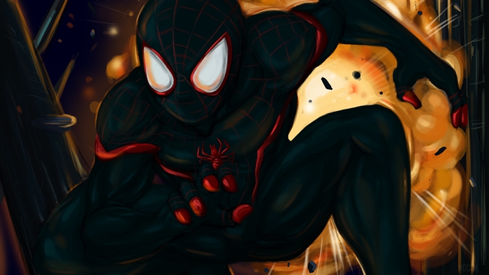 Miles Morales Spider-Man in Explosion 4K