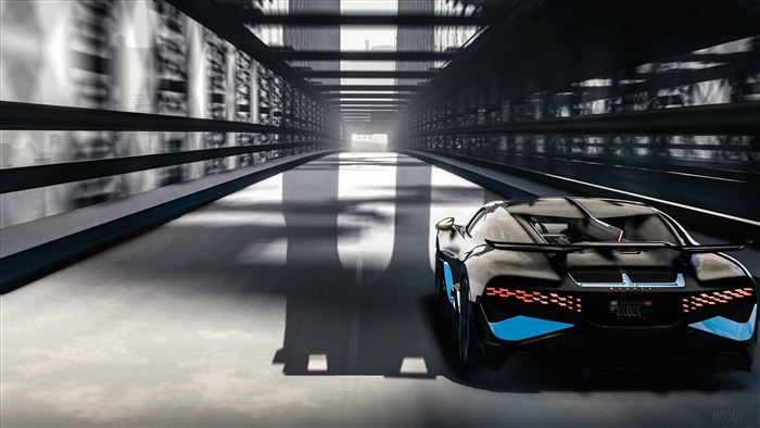 Bugatti Divo driving through a futuristic tunnel 4K