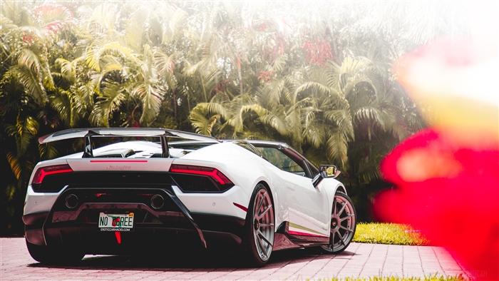 White Lamborghini Huracan Performante 2018 4K