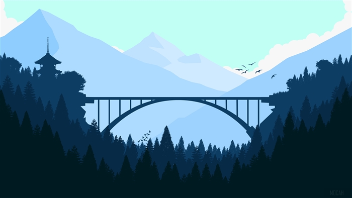 Bridge In Forest Minimalist