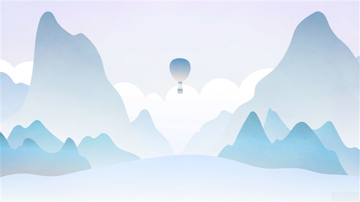 Minimalist Mountain Landscape with Hot Air Balloon 4K