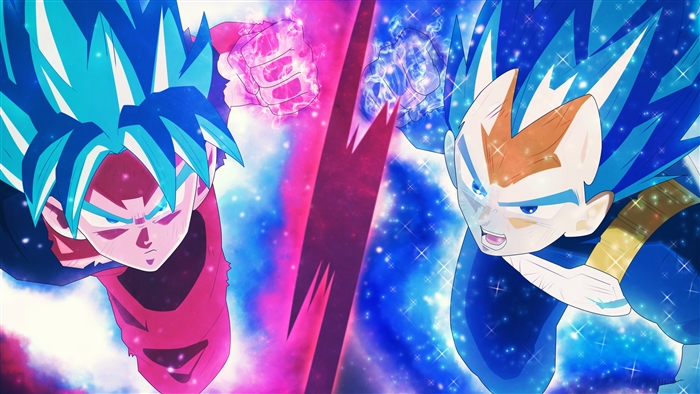 Goku and Vegeta from Dragon Ball Super in Super Saiyan Blue