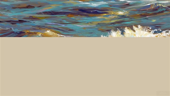 Abstract painting of sea waves and shore