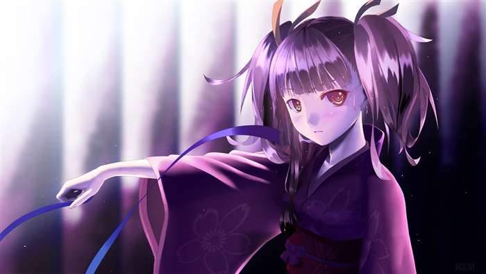 Anime girl in Japanese clothes 4K
