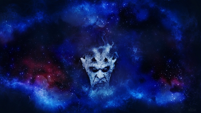 Demon face in starry sky 4K
