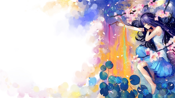 Sleeping Girl Among Colorful Lotuses 4K