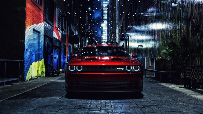 Red 2018 Dodge Charger SRT Hellcat 4K