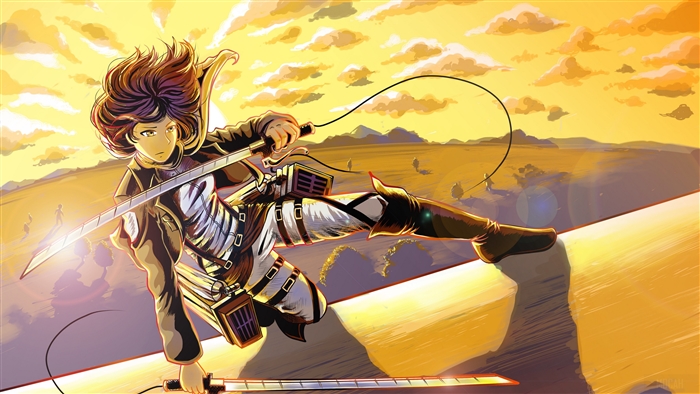 Mikasa Ackerman from Attack on Titan with swords