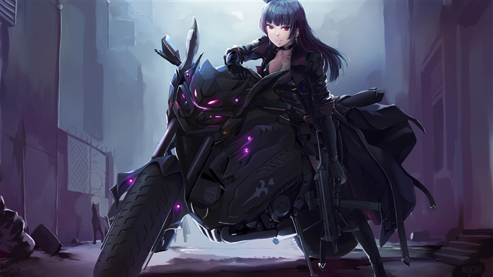 Yoshiko Tsushima from Love Live Sunshine on a motorcycle