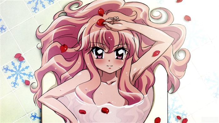 Louise Françoise Le Blanc De La Vallière from The Familiar of Zero in a bath with petals