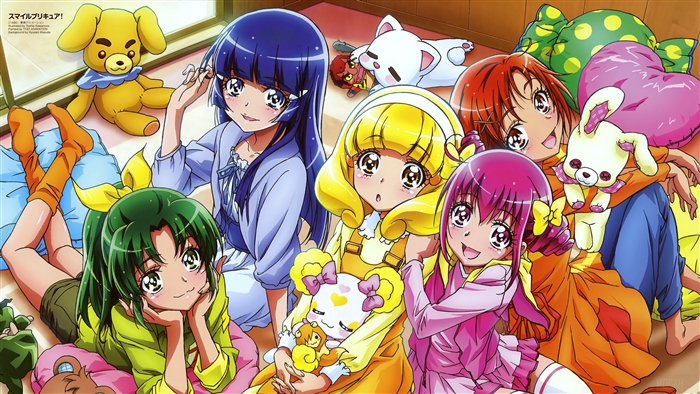 Smile PreCure! girls with stuffed animals