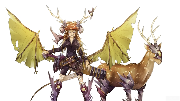 Girl with Antlers and Armored Deer
