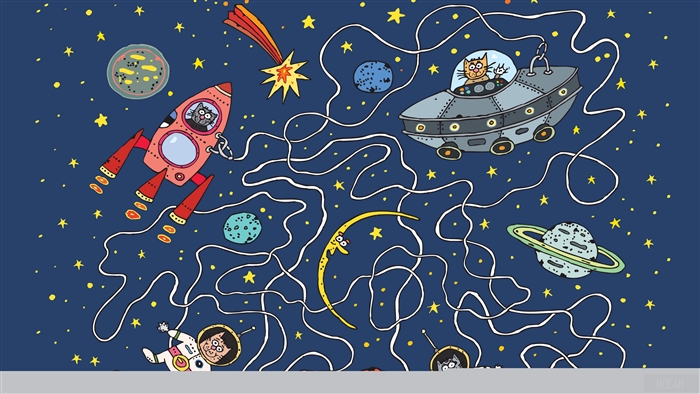 Cats in Space: Rocket, UFO, Astronauts, Planets, and Stars