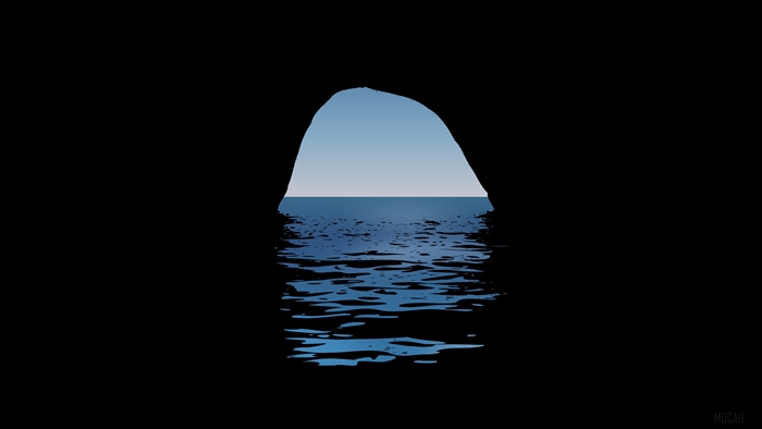 Cave entrance with ocean view 4K