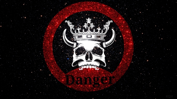 Skull with Crown and Danger Sign 4K