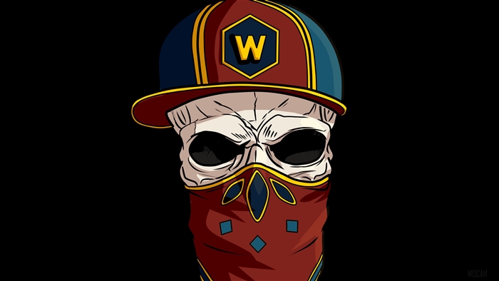 Skull with bandana and cap with W logo