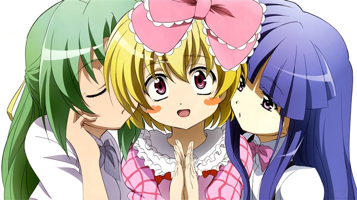 Three girls from Higurashi no Naku Koro ni