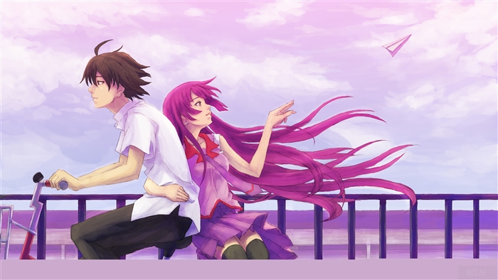 Anime Boy and Girl on a Bicycle