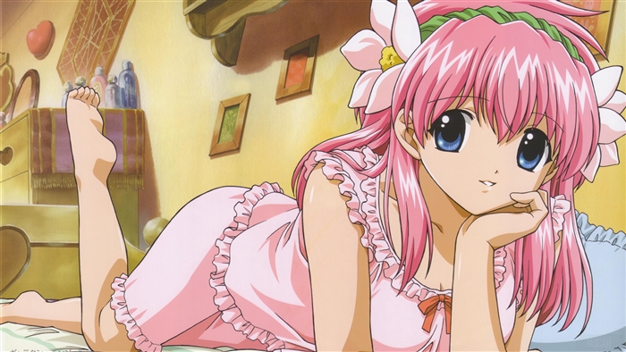 Girl from Galaxy Angel in pajamas 4K